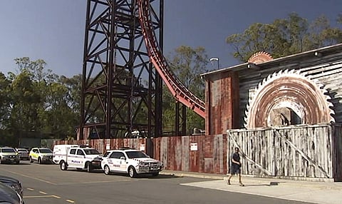 rescue vehicles are parked outside Dreamworld on the Gold Coast, Australia. | AP