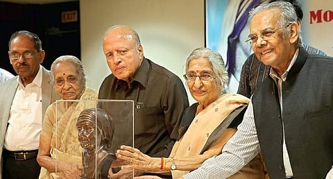 (From left) Nuclear scientist Dr AP Jayaraman, Adyar Cancer Institute Chairperson Dr V Shanta, MS Swaminathan, SCARF founder Dr Sarada Menon and IDF Founder President Dr A R K Pillai, at MS Swaminat