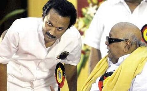 DMK president M Karunanidhi with M K Stalin | File Photo