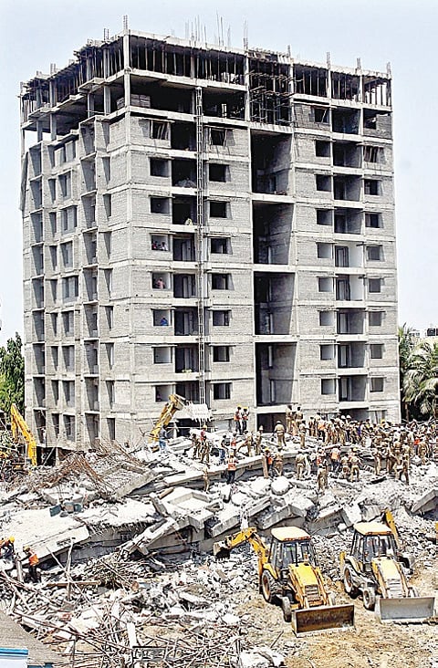 Moulivakkam highrise demolition on November 2