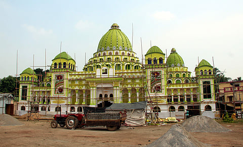 The under-construction pandal at Jharapada in Bhubaneswar | EXPRESS