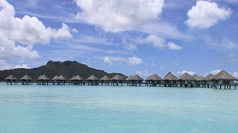 A view of the lagoon and bungalows at Bora Bora. (File: AP)