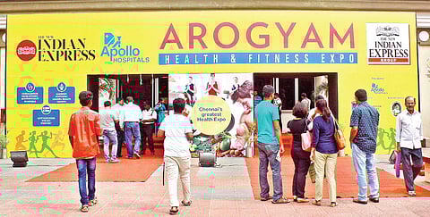 People thronging the Arogyam health expo organised at the Chennai Trade Centre on Friday | martin louis