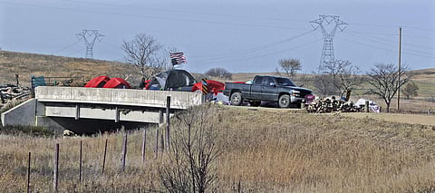 A bridge over the Cannonball River was blocked and barricaded shutting down Morton County Road 134 to any motor vehicle traffic. (Photo | AP)