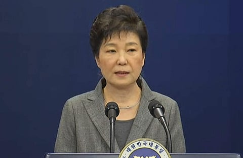 South Korean President Park Geun-hye makes a live televised address in Seoul ,South Korea, Tuesday, Nov. 29, 2016. | AP