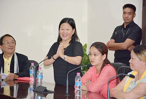 PPA chairman Kamen Ringu with Kalikho Pul’s (far left) wives Dasanglu, second wife Vikilu and eldest wife Dangwimsai
