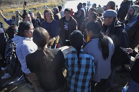 Protestors at the site. (Photo | AP)