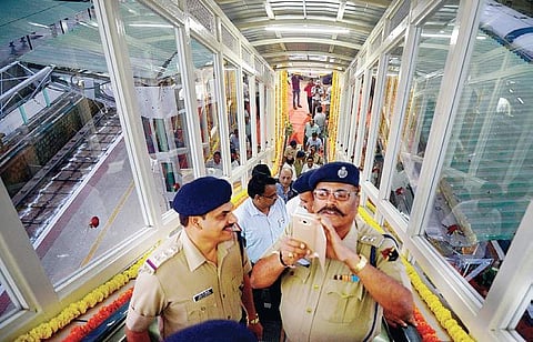 Railway Minister Suresh Prabhu declared the escalator open through video link from Goa on Saturday | Pushkar V
