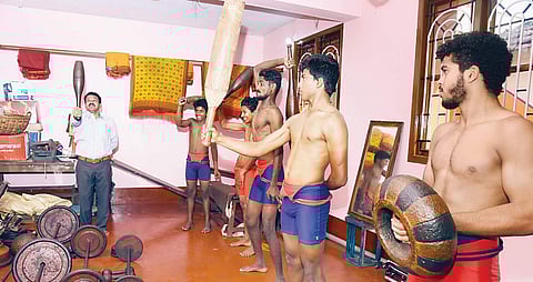 Body builders exercise using traditional methods at Veera Murthi Vyayama Shale in Bengre, Uttara Kannada district | photos: rajesh shetty ballalbagh