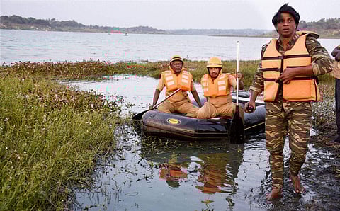 Actor Duniya Vijay R seen here after being rescued following a helicopter stunt for a Kannada film shoot that went horribly wrong in neighbouring Ramanagara district in Bengaluru on Monday. | PTI
