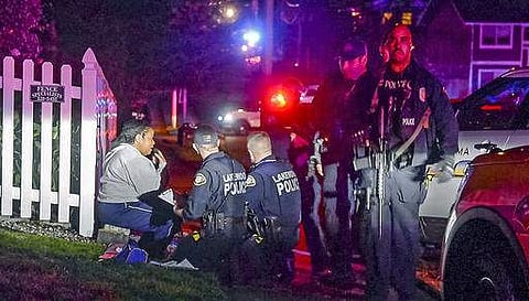 The scene where a Tacoma Police officer was shot while responding to a domestic call in East Tacoma, Washington. | AP