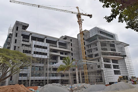 Arogya Soudha building works in progress at Magadi Road |JITHENDRA M