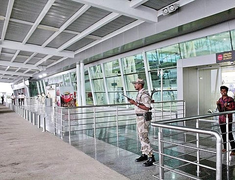 Tirupati International Airport wears a deserted look on Monday owing to Vardah | express photo