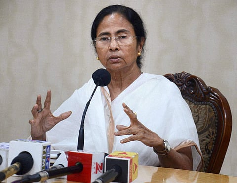 Bengal Chief Minister Mamata Banerjee addresses a press conference in Kolkata on Thursday. | PTI