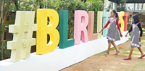 Children playing around at the Bangalore Literature Festival in Bengaluru on Saturday | Pushkar V
