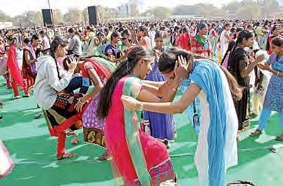 Women at Jawaharlal Nehru stadium in Warangal on Wednesday | Express photo