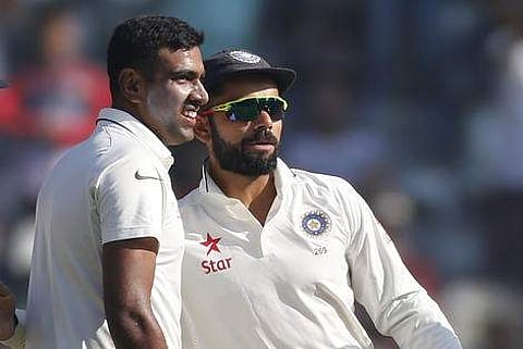 Indian spinner Ravichandran Ashwin with Test skipper Virat Kohli | AP