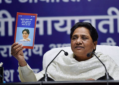 Mayawati, BSP supremo addressing the media. | PTI