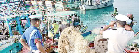 Sri Lankan navy impounds Tamil Nadu trawlers at Kankesanthurai.