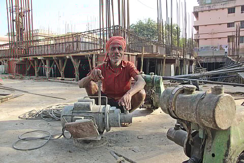 Surendra Rout at a construction site in Bhubaneswar | SHAMIM QURESHY