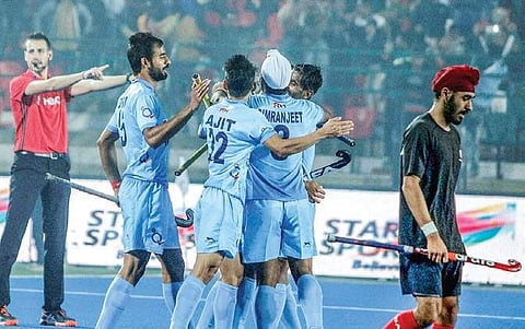 India players celebrate a goal against Canada on Thursday | PTI