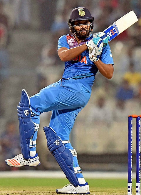India's Rohit Sharma in action during a practice game against West Indies at Eden Garden in Kolkata on Thursday. | PTI