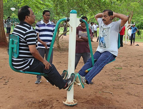 Open-air gyms in Bhubaneswar. (EPS | Shamim Qureshy)