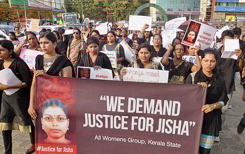 All Women's Group of Kerala conducting rally demanading justice for the Perumbavoor brutal rape and murder victim in Kozhikode on Saturday. | PTI