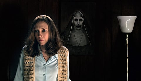 This image released by Warner Bros. shows Vera Farmiga in a scene from the New Line Cinema thriller, "The Conjuring 2." (AP)