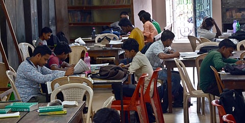 Soochana Bhawan Library continues to cater to around 100 students, 50 research scholars and 30 departmental officers daily for obtaining reference materials. | Express Photo Service