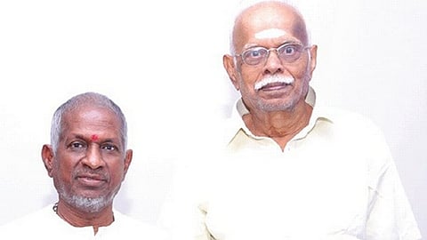 Writer-producer Panchu Arunachalam (R) with composer Ilaiyaraaja. (File Photo | EPS)