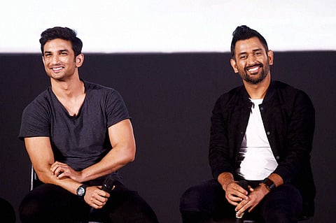 Cricketer MS Dhoni with Bollywood actor Sushant Singh Rajput during a promotional event for biopic movie M.S.Dhoni in Chennai. | PTI