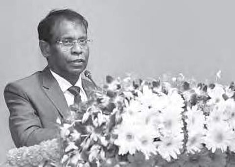 ACB director general AK Khan speaking during his retirement programme in Hyderabad on Saturday | Express photo