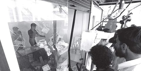 AISF activists vandalising the Malappuram office of Nehru Group of Institutions