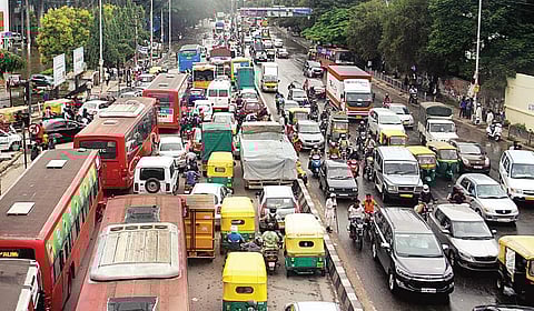 A regular scene at Silk Board, where traffic moves at a snail’s pace | EXPRESS