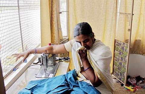 Rohith's mother, Radhika at her home on outskirts of Guntur. (EPS | Sathya Keerthi)