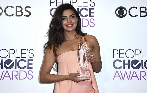 Priyanka Chopra poses in the press room with the award for favorite dramatic TV actress at the People's Choice Awards at the Microsoft Theater on Wednesday, Jan. 18, 2017, in Los Angeles.(Photo |AP)