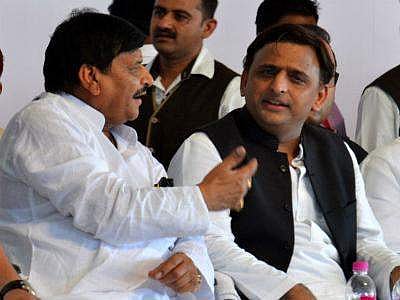 SP leader Shivpal Yadav and UP Chief Minister Akhilesh Yadav. | File Photo