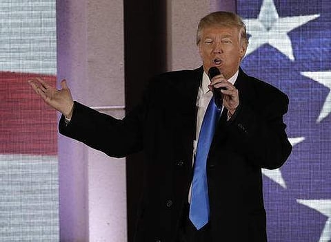 President-elect Donald Trump speaks at a pre-Inaugural 'Make America Great Again! Welcome Celebration' at the Lincoln Memorial in Washington.. (AP)