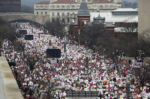 A crowd fills Independence Avenue during the Women's March in Washington. (Photo | AP)
