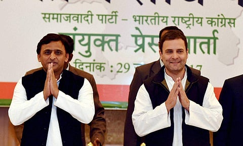 Akhilesh Yadav and Rahul Gandhi. | PTI