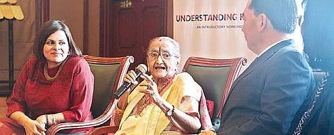 Rajalakshmi Parthasarathy addressing the gathering