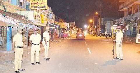 Police personnel deployed at Neravy in Nagapattinam, to keep vigil after V M C Sivakumar’s murder | Express