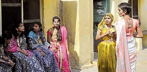 Visually impaired girl students wait for cultural events to begin at the hostel for blind girls at Malakpet in Hyderabad on Wednesday | sayantan ghosh