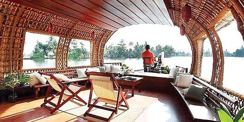 The deck of a houseboat