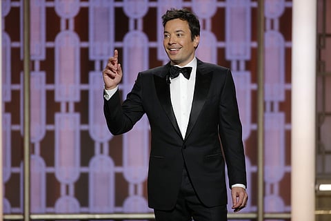 Host Jimmy Fallon at the 74th Annual Golden Globe Awards at the Beverly Hilton Hotel in Beverly Hills, Calif., on Sunday. | AP