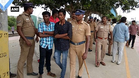 4 Pachayappa’s College students arrested after they were seen playing with sharp weapons on a local train. (Photo | ANI Twitter)