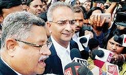 Rajesh and Nupur Talwar’s counsel Tanveer Ahmed Mir talks to the media after the Allahabad High Court’s verdict on the twin murders, in Allahabad on Thursday | PTI