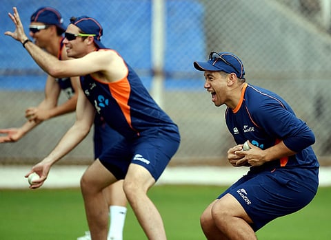 New Zealand player Ross Taylor during a practice session ahead of the India vs New Zealand series in Mumbai on Saturday.|PTI