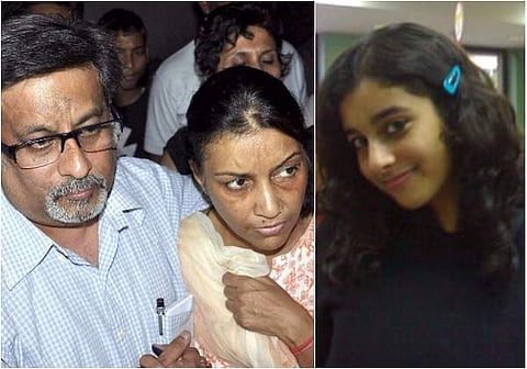 Rajesh and Nupur Talwar (left) and their murdered daughter Aarushi. (PTI Photos)